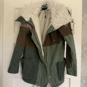 Patchwork Shearling Coat ONE TEASPOON  size S